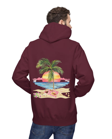 Hibiscus Hippie Designed Paradise Palm Hoodie — "Peace Love & Paradise" - Melbourne Beach Florida Sunrise Pullover