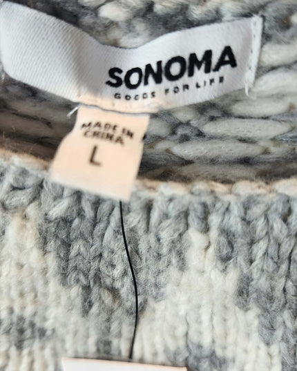 NWT Sonoma Goods for Life Women's Fair Isle Knit Sweater – Gray & White - Size Large