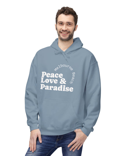 Hibiscus Hippie Designed Paradise Palm Hoodie — "Peace Love & Paradise" - Melbourne Beach Florida Sunrise Pullover