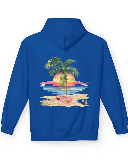 Hibiscus Hippie Designed Paradise Palm Hoodie — "Peace Love & Paradise" - Melbourne Beach Florida Sunrise Pullover