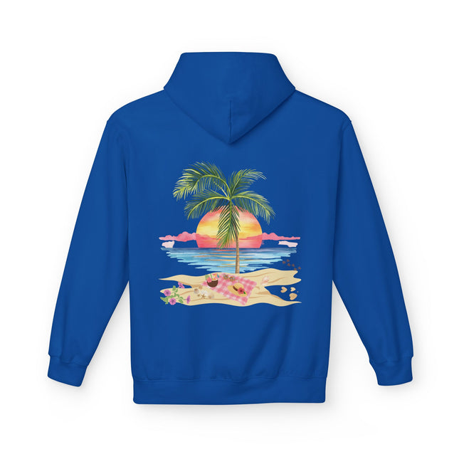 Hibiscus Hippie Designed Paradise Palm Hoodie — "Peace Love & Paradise" - Melbourne Beach Florida Sunrise Pullover