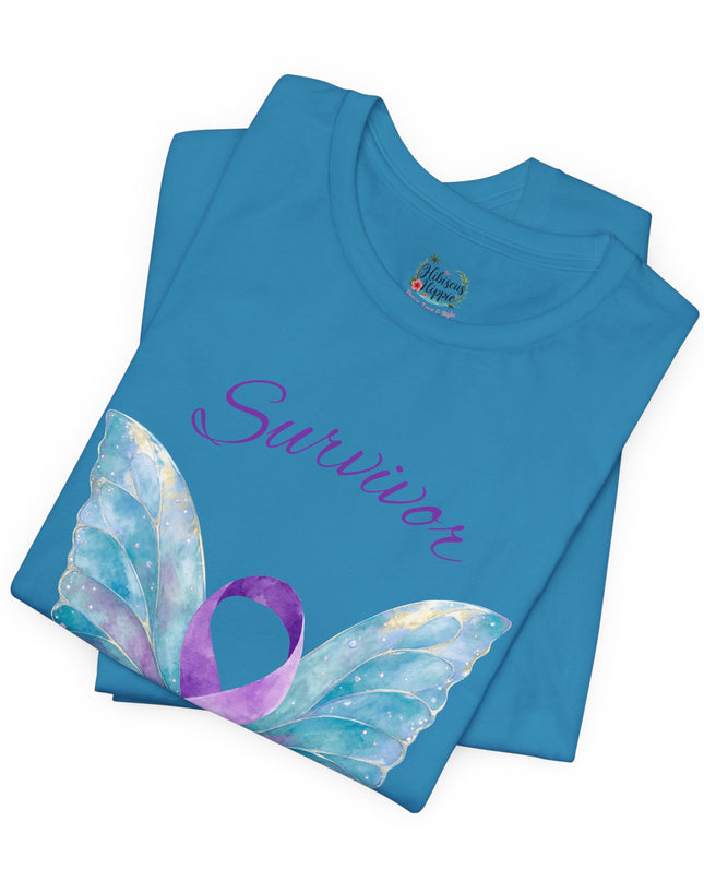 Domestic Violence Awareness Shirt | Survivor Teal and Purple Ribbon Butterfly Tee | Abuse Survivor Gift, Transformation in Progress Graphic T-Shirt, Empowering Healing Support Clothing