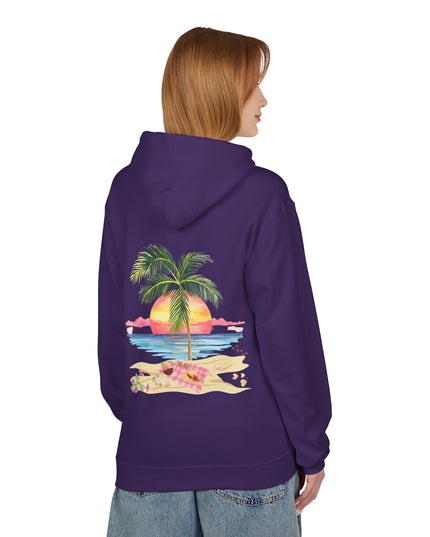 Hibiscus Hippie Designed Paradise Palm Hoodie — "Peace Love & Paradise" - Melbourne Beach Florida Sunrise Pullover