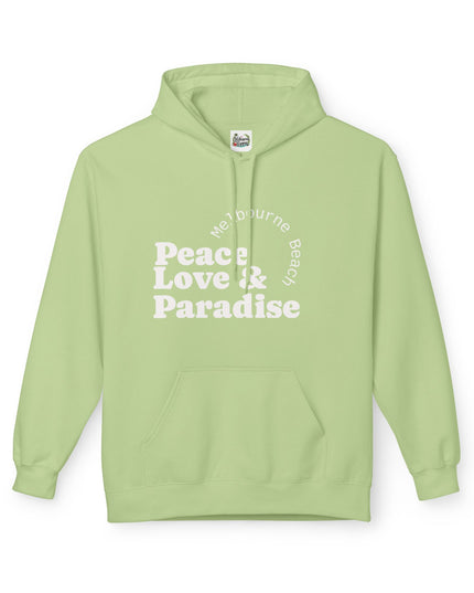 Hibiscus Hippie Designed Paradise Palm Hoodie — "Peace Love & Paradise" - Melbourne Beach Florida Sunrise Pullover