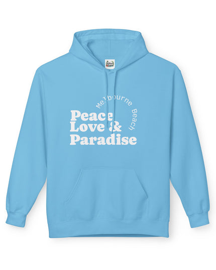 Hibiscus Hippie Designed Paradise Palm Hoodie — "Peace Love & Paradise" - Melbourne Beach Florida Sunrise Pullover