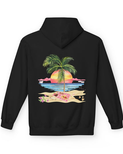 Hibiscus Hippie Designed Paradise Palm Hoodie — "Peace Love & Paradise" - Melbourne Beach Florida Sunrise Pullover