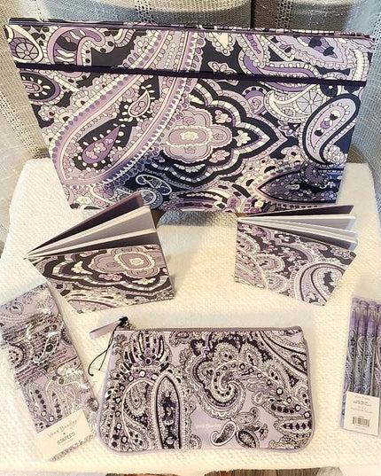 NWT Vera Bradley "Deep Night Paisley" 6-Piece Stationery & Desk Set Coordinated Gift Bundle