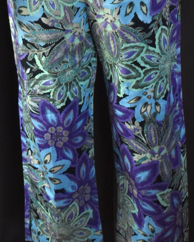 Vintage Y2k Bamboo Traders Vibrant Jewel Tone Floral Paisley Capri