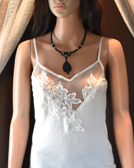 Vintage Victoria's Secret Bridal Lingerie Embroidered Mesh Cami Tank Top