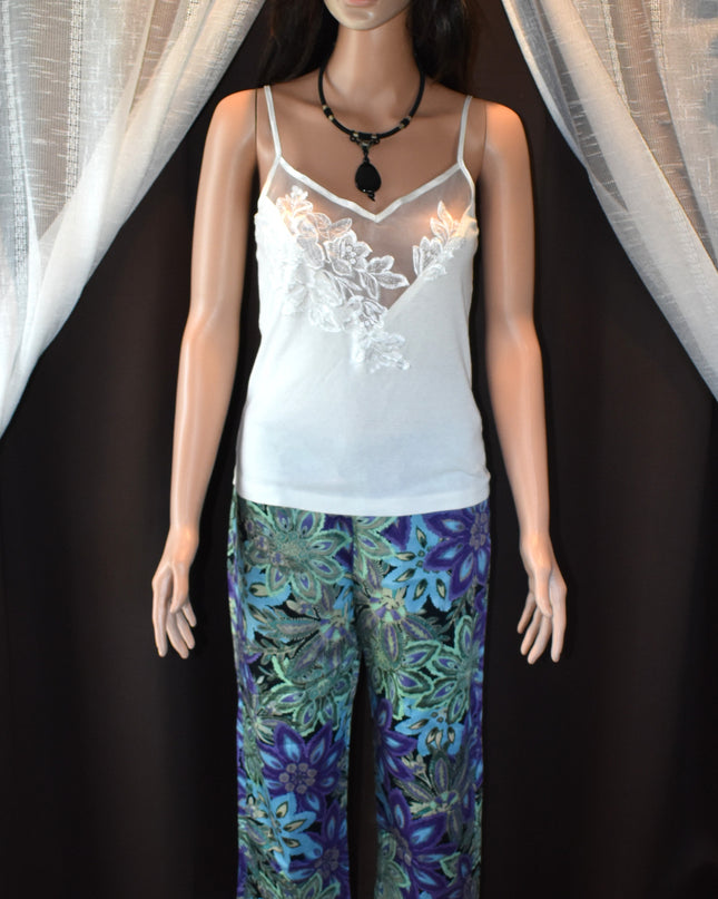 Vintage Victoria's Secret Bridal Lingerie Embroidered Mesh Cami Tank Top
