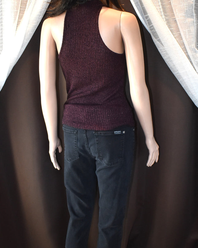 Vintage Y2k Charlotte Russe Mock Neck Silhouette Sleeveless Top with Dramatic Cutaway Armholes