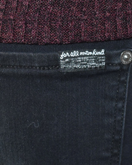 7 For All Mankind the Ankle Skinny Vibrant Black Stretch Denim Embroidered Jeans