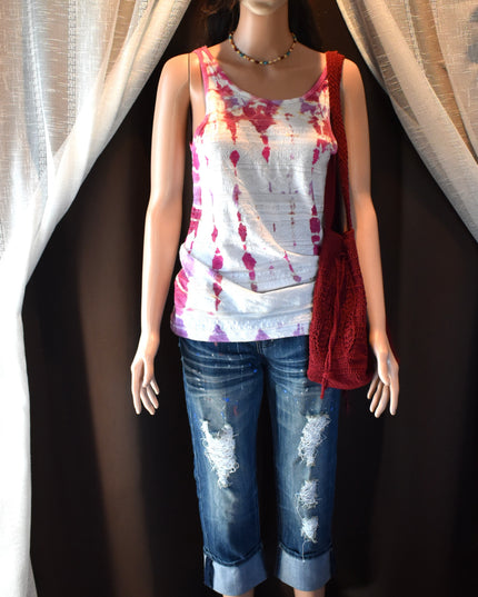 Almost Famous Paint Splatter Design Distressed Jeans Cropped Jeans with Cuffed Hems