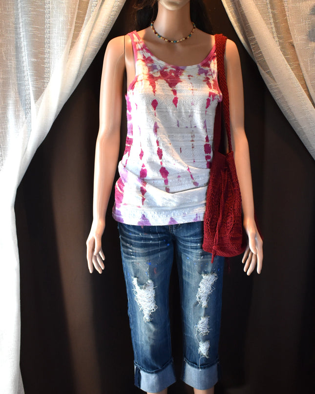 Almost Famous Paint Splatter Design Distressed Jeans Cropped Jeans with Cuffed Hems