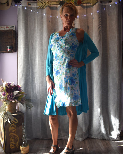 LuLaRoe Sarah Turquoise Ribbed Open Front Duster Sweater Cardigan with Pockets