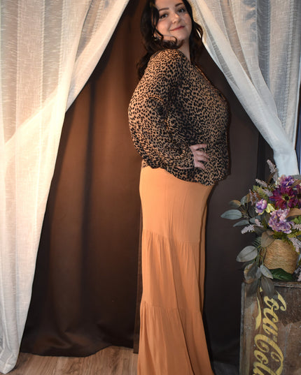 New H&M Cheetah Print Button Front Button Sleeves and Side Waist Ties
