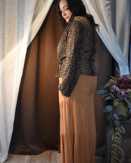 New H&M Cheetah Print Button Front Button Sleeves and Side Waist Ties