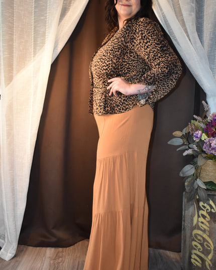 New H&M Cheetah Print Button Front Button Sleeves and Side Waist Ties