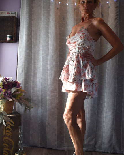 New Saige & Paige Floral Ruffled One-Piece Romper with Waist Tie