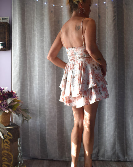 New Saige & Paige Floral Ruffled One-Piece Romper with Waist Tie