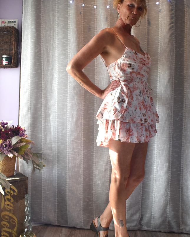 New Saige & Paige Floral Ruffled One-Piece Romper with Waist Tie