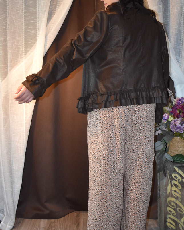 DOKOTOO Brown & Orange Flowered Strapless Jumpsuit with Elastic Shirred Bustline