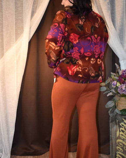 Vintage C.B. Collections Vibrant Floral Lightweight Zip Front Jacket