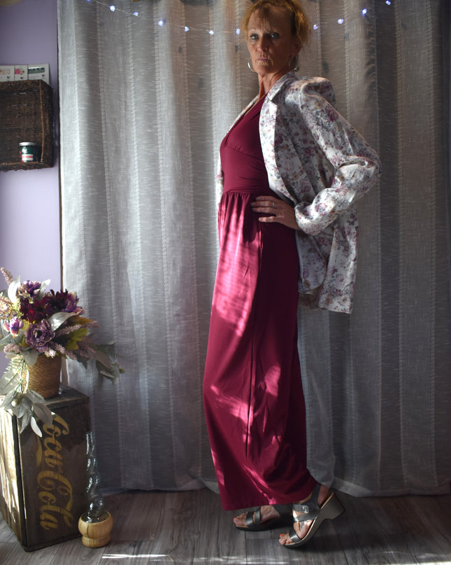 New Halara Burgundy/Wine Sleeveless Open Waist Jumpsuit with Pockets