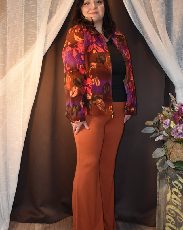 Vintage C.B. Collections Vibrant Floral Lightweight Zip Front Jacket