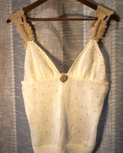 Rare New Milan Designer Barbara Brignone Italian Boho Sultry & Alluring Silk & Mohair Camisole Sweater Top