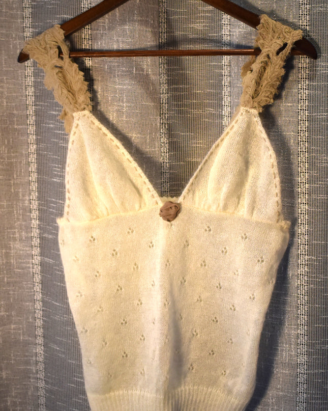Rare New Milan Designer Barbara Brignone Italian Boho Sultry & Alluring Silk & Mohair Camisole Sweater Top