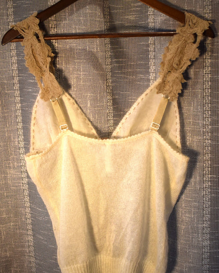 Rare New Milan Designer Barbara Brignone Italian Boho Sultry & Alluring Silk & Mohair Camisole Sweater Top