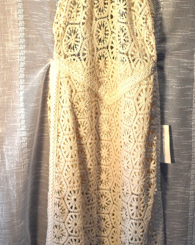 New Amylynn Tuscany Crochet Lace Boho Cut Out Back Sheer Bust Halter Midaxi Dress