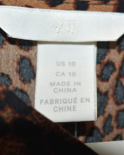 New H&M Cheetah Print Button Front Button Sleeves and Side Waist Ties