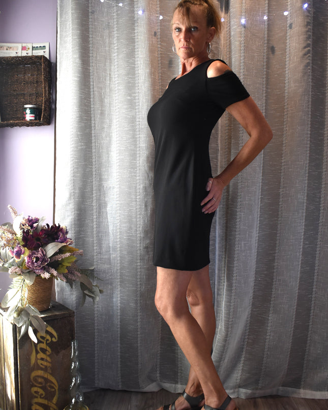 New Tommy Hilfiger Little Black Sheath Cold Shoulder Cocktail Dress