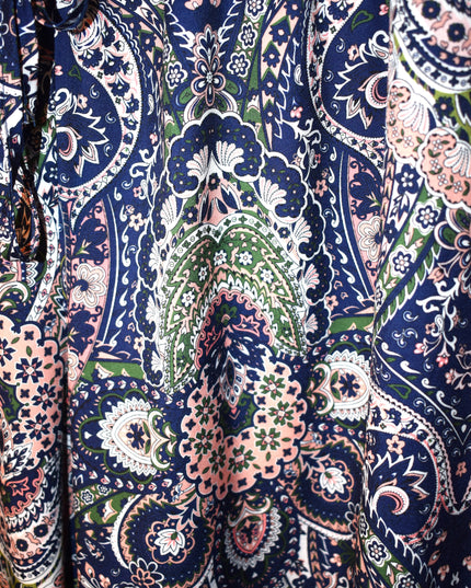 Paisley Wide Leg Palazzo Pants No Brand Tag with Elastic Waist & Front Tie