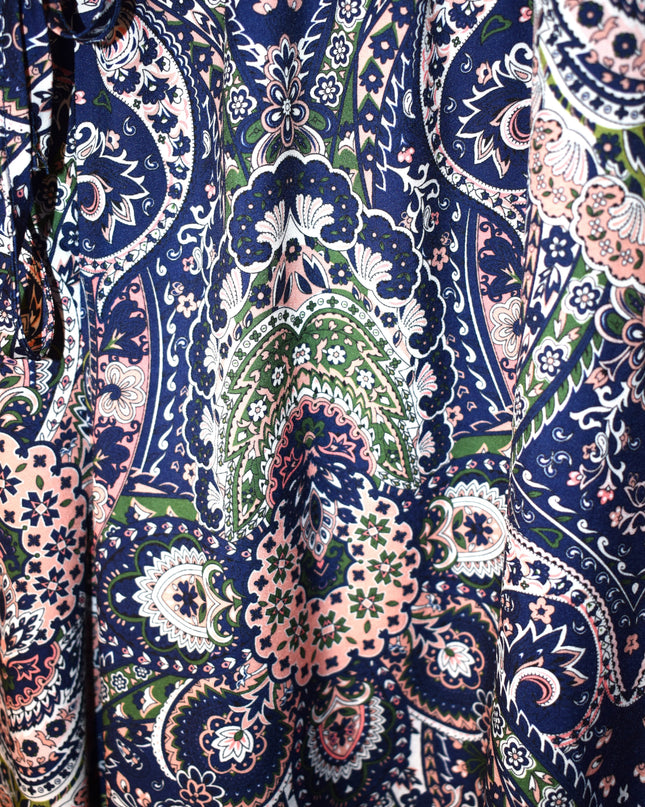 Paisley Wide Leg Palazzo Pants No Brand Tag with Elastic Waist & Front Tie