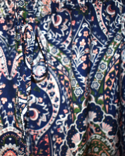 Paisley Wide Leg Palazzo Pants No Brand Tag with Elastic Waist & Front Tie