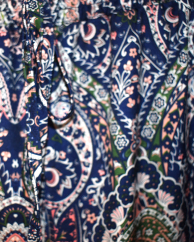 Paisley Wide Leg Palazzo Pants No Brand Tag with Elastic Waist & Front Tie