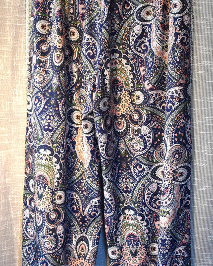 Paisley Wide Leg Palazzo Pants No Brand Tag with Elastic Waist & Front Tie