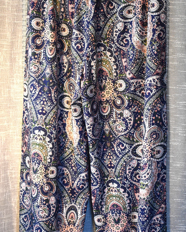 Paisley Wide Leg Palazzo Pants No Brand Tag with Elastic Waist & Front Tie