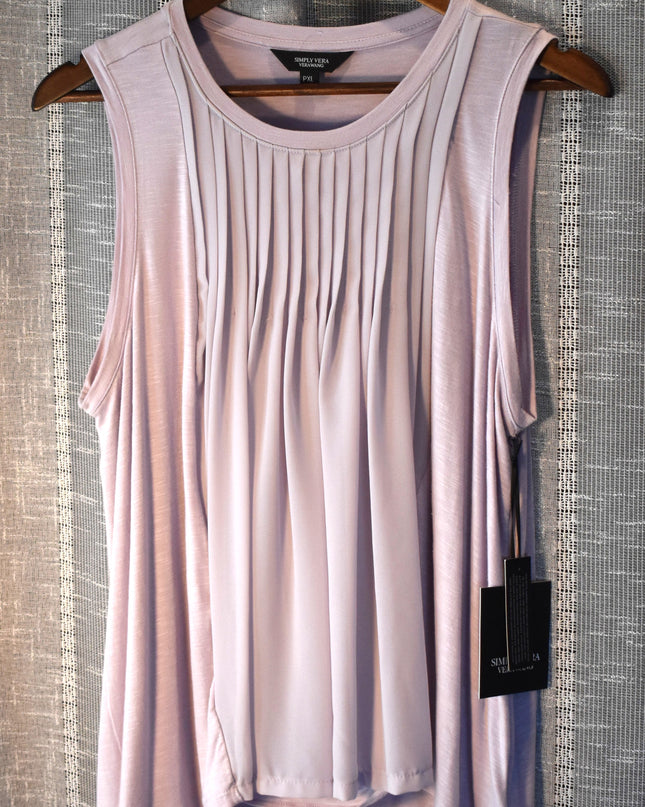 New Simply Vera VeraWang Lavender Sleeves Front Pleated So Soft Top
