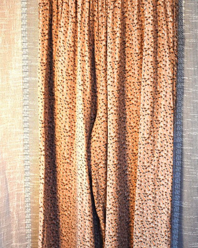 DOKOTOO Brown & Orange Flowered Strapless Jumpsuit with Elastic Shirred Bustline