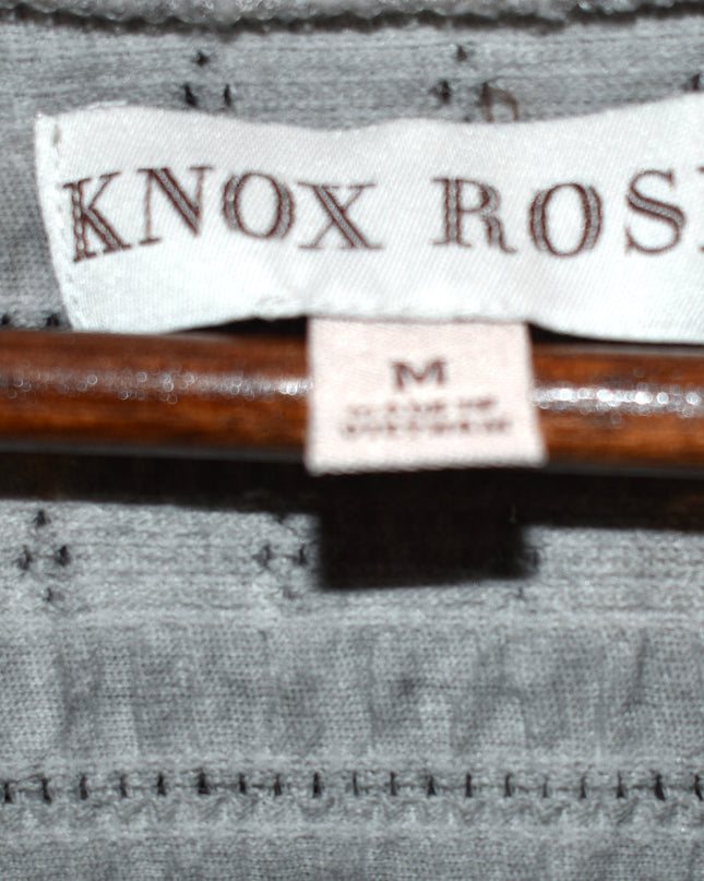 Knox Rose Gray Lace Crochet Short Sleeve Scoop Neck Tunic Top with Shark Bite Hem