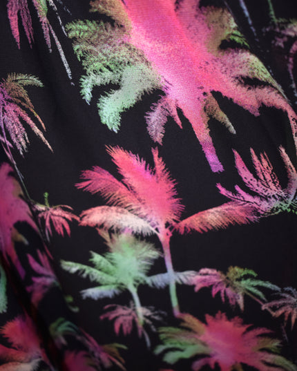 Hot Tempered Lace Racerback Style Vibrant Palm Tree Maxi Dress with Side Slits