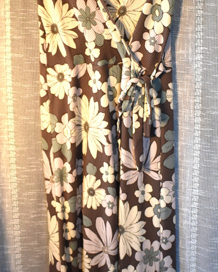 Jessica Simpson Brown Floral Stretchy Boho Wrap Maxi Dress