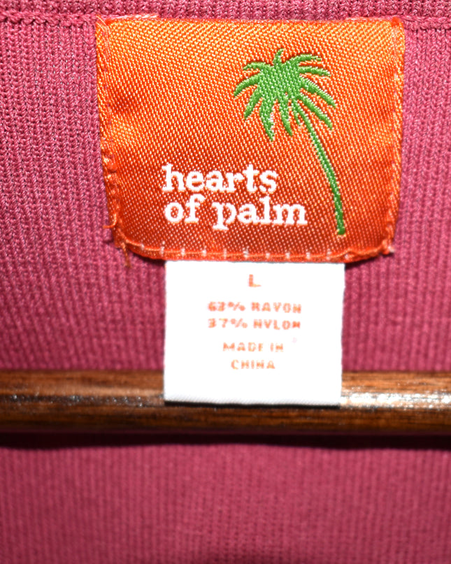 Vintage Y2k Hearts of Palm Coral Ribbed Tank Top with Beaded Bohemian Embellished Neckline