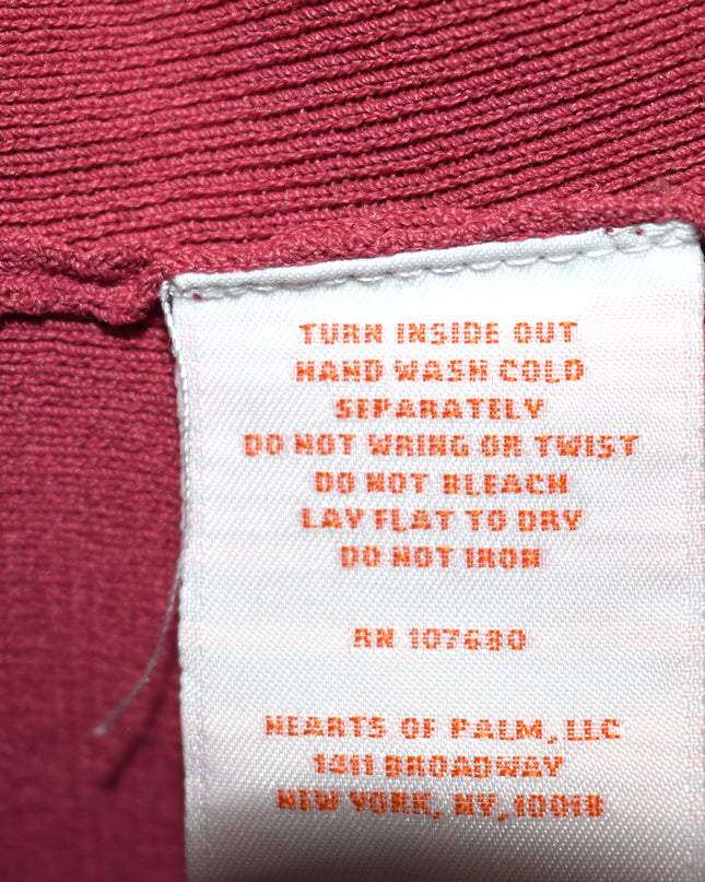 Vintage Y2k Hearts of Palm Coral Ribbed Tank Top with Beaded Bohemian Embellished Neckline