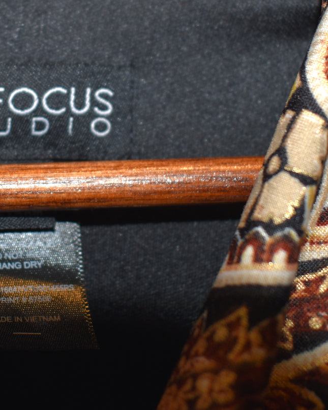 Enfocus Studio One-Piece Brown Paisley Sleeveless Jumpsuit with Elastic Waist & Cowl Neck