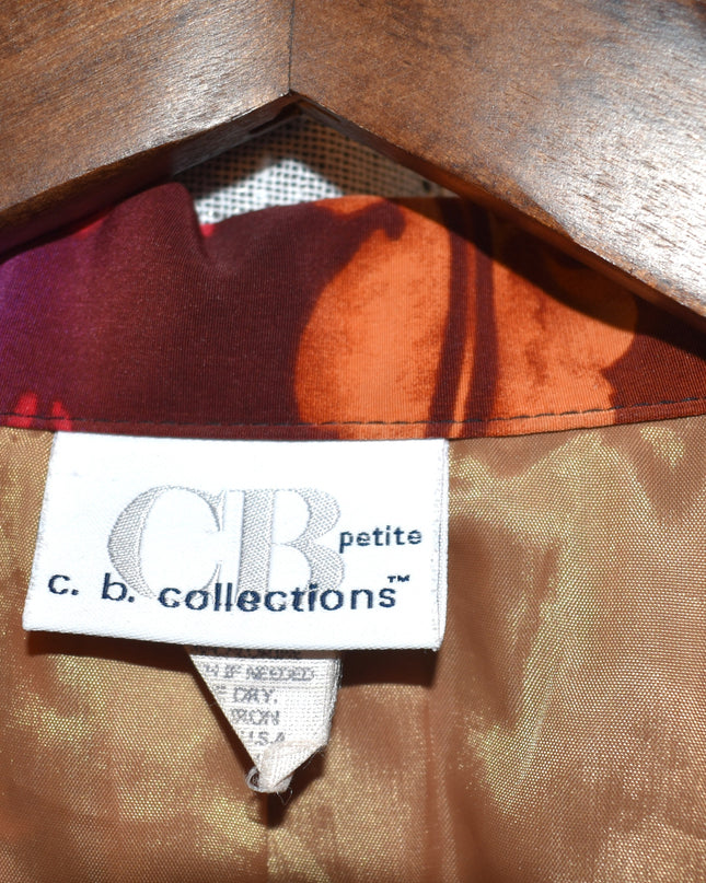 Vintage C.B. Collections Vibrant Floral Lightweight Zip Front Jacket